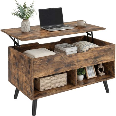 HOMCOM Lift Top Coffee Table Hidden Storage 75 cm Rustic Brown (1/5)