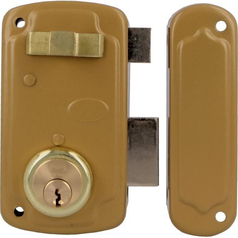 AMIG Serrure en applique et verrous 75U 66 x 120 mm Acier Émaillé or - Droite (1/5)