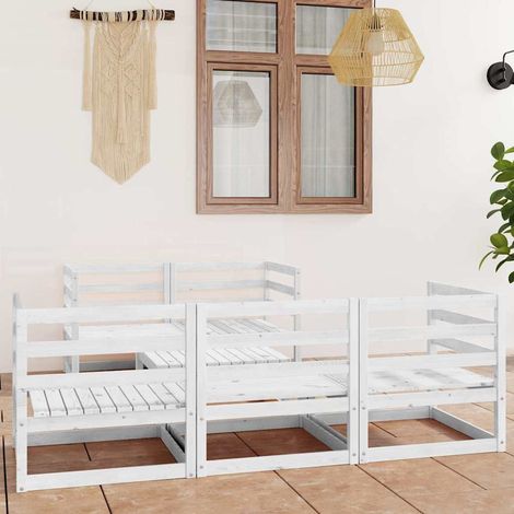 Salon de jardin 6 pcs Ensemble Table et Chaise de Jardin - Blanc Bois de pin massif BV830510 - BonneVie (1/5)