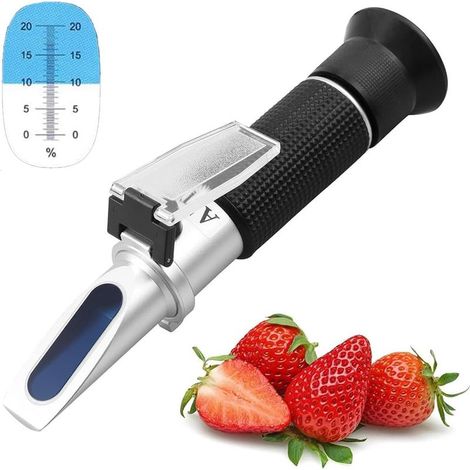 Brix-Refraktometer 0-20, tragbares Zuckermessgerät, professionelles Zuckermessgerät für Traubensaft, 0-20% Refraktometer mit ATC, für Fruchtsäfte, Wein und Brauprodukte (1/5)