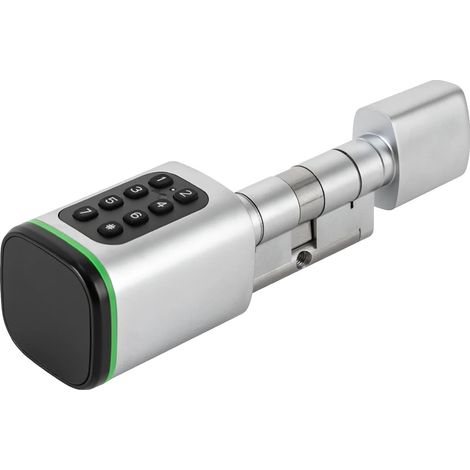 Cylindre de serrure de porte intelligent, options de déverrouillage multiples, qualité de construction durable, Argent (1/2)