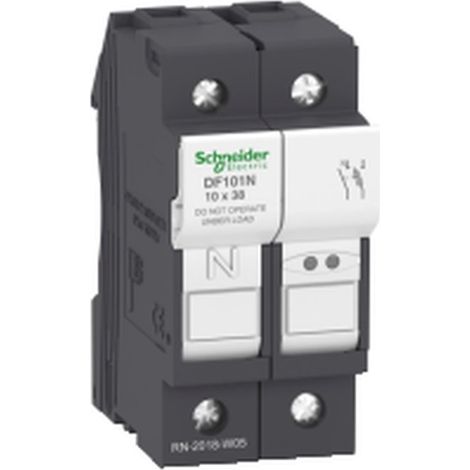 Portafusible TEYS 1P/N 32A 690V AC 10 x 38 mm con bloqueo y montaje en carril DIN