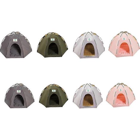 Tipi pour animaux de compagnie (chiens et chats), lit pour chats et chiens, tente de repos amovible pour le camping en extérieur - Taille S - Gris foncé (1/4)
