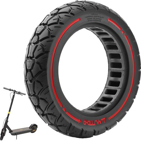 10X2,5 (250x64 60/70-6,5) Pneu plein caoutchouc 10 pouces Roue solide pour Ninebot Max G30/Max G30D/Max G30D2/Xiaomi 4 Ultra Trottinette électrique Pneu de rechange Pneu plein Antidérapant (1/5)