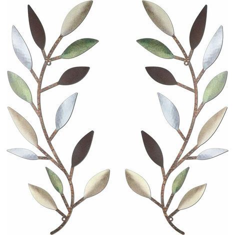 Blatt-Wandtattoo – Schmiedeeisen – Wohnzimmer, Flur, Außendekoration – 2er-Set (1/5)