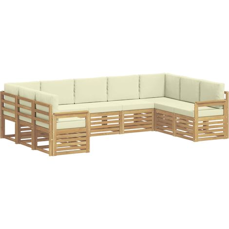 Outdoor Sofa Set 7 pcs White and Cream 304 x 128.5 x 73 cm vidaXL (1/5)