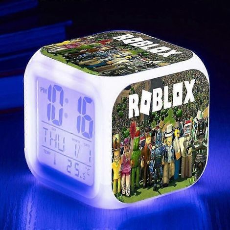 Sveglia digitale con stampa Roblox, 7 colori variabili, luce notturna a LED, orologio da comodino, decorazione per la casa, giocattolo per bambini, regalo (1/5)