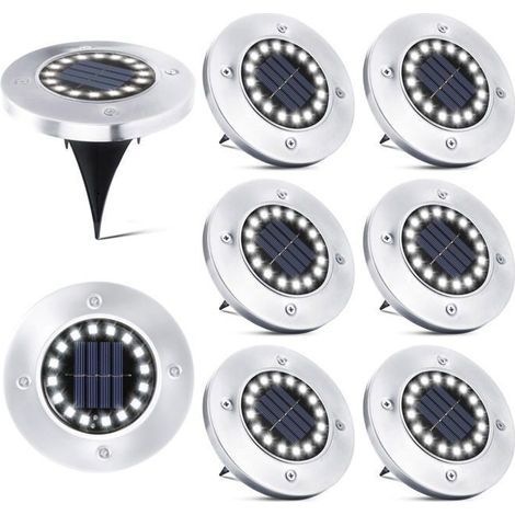 16 LED Lampe Solaire Extérieur-8 Pcs Spot Solaire Jardin Etanche Lampadaire pour Passerelle Chemin Terrasse Cour Souterraine (1/5)
