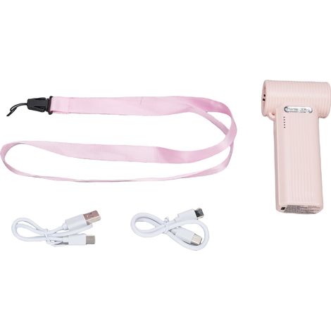 Ventilador de mano portátil, motor sin escobillas 40000 RPM, batería 5000 mAh y función powerbank, purificador de aire con iones negativos – Ideal para viajes y exterior (1/5)