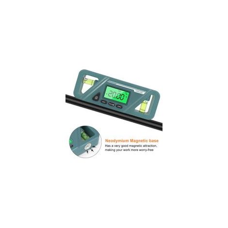 Inclinómetro magnético digital con medición absoluta y relativa, conversión de pendiente, pantalla LCD retroiluminada. (1/5)