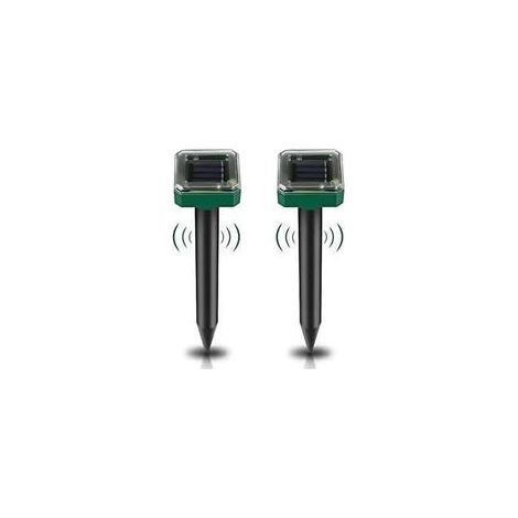 Set di 2 repellenti per talpe a energia solare per giardini, repellente per parassiti impermeabile IP65 per talpe, arvicole e serpenti. Repellente per animali ad alta sensibilità per prati, giardini e (1/4)