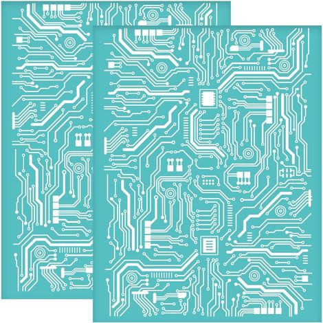 Lot de 2 pochoirs réutilisables en soie pour circuit imprimé - 21,6 x 27,9 cm - Pochoir adhésif pour peinture sur fond en maille - Kit de peinture sur bois et décoration d'intérieur (1/5)