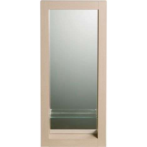 Miroir de salle de bain 90x40 cm en bois couleur chêne avec étagère fixation murale CEDAM (1/3)