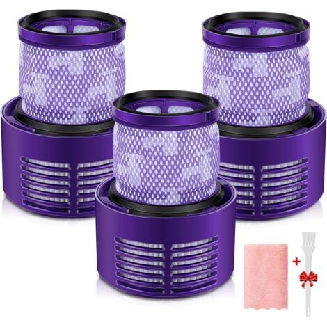 3 Pack - Filtre de remplacement - Accessoire aspirateur - Compatible Dyson V10 - Filtration allergènes - Pour maison avec animaux - Gris - 12x8cm-Karteo (1/5)
