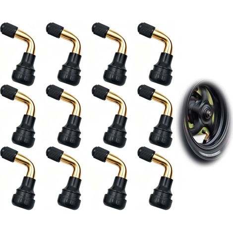 PVR70 valves tubeless en laiton, valves à 90 degrés Valves Tubeless Moto en Laiton, Valve Pneu Tubeless et Valve Coudée Moto pour Moto Scooter et Trottinette Électrique (1/5)