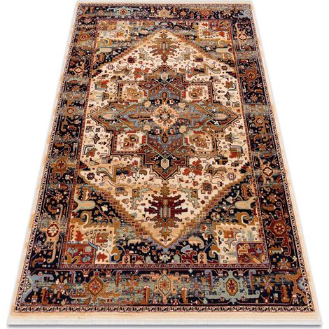 Teppich Wolle KESHAN Franse, Ornament orientalisch 2886/53555 beige / rotwein multicolour 160x230 cm