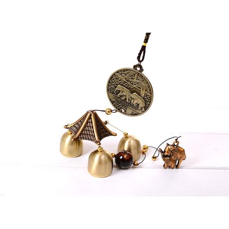 Carillon éolien en forme de couronne, cloches classiques en métal, éléphant rond, décoration de jardin extérieur, cadeau