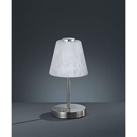Lampada Tavolo Abajour Moderna Vetro Alabastro Acciaio Emmy GD Trio (1/3)