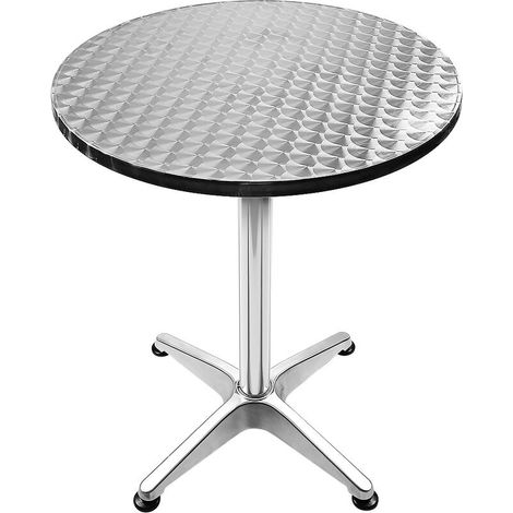 Table Bistro Haute de Bar Aluminium Réglage en Hauteur 70/110cm Ø60cm Meuble Terrasse Salon - Rond (1/5)
