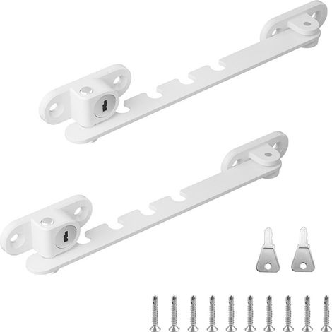 Lot de 2 verrous de fenêtre réglables blancs – Limiteur d'ouverture pour fenêtre et porte – Permet de régler l'angle d'ouverture de la fenêtre (1/5)