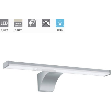 LED 2 PANDELLA argent, blanc chrome L: 40 cm H: 7,5 cm T: 15cm capteur IP44 (1/5)