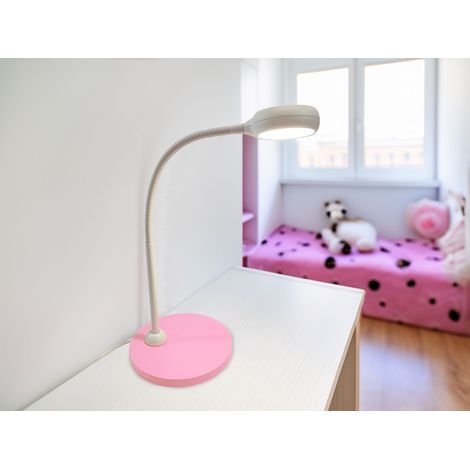Moderne Kinder Schreibtischleuchte Pastellrosé-Grau mit Flexarm, Höhe 43cm (1/5)