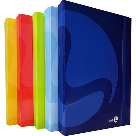 BM BeMore Carpeta Portadocumentos Color A 3 Solapas Con Elástico Plano - Lomo 3 Cm - Formato 24x35 Cm - Cubierta Rígida Plastificada Brillante 1,8 Mm - Colores Surtidos - 1 Pieza (1/5)