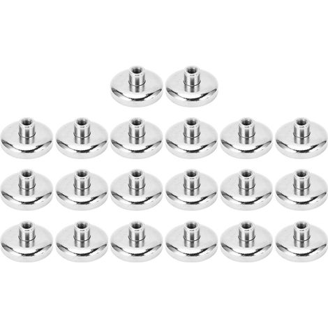 20 aimants à base ronde D32 en acier inoxydable NdFeB avec tige et revêtement triple couche, 18kg - Lot de 20 pièces (1/5)