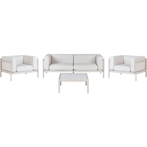 Lounge Set mit Tisch 4-Sitzer FERRETTI Hellbeige