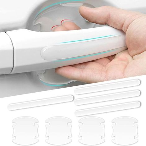 8 pezzi protezione antigraffio per maniglia porta auto, pellicola adesiva per maniglia portiera auto, adesivi 3D per maniglia portiera con strisce riflettenti di sicurezza (1/5)