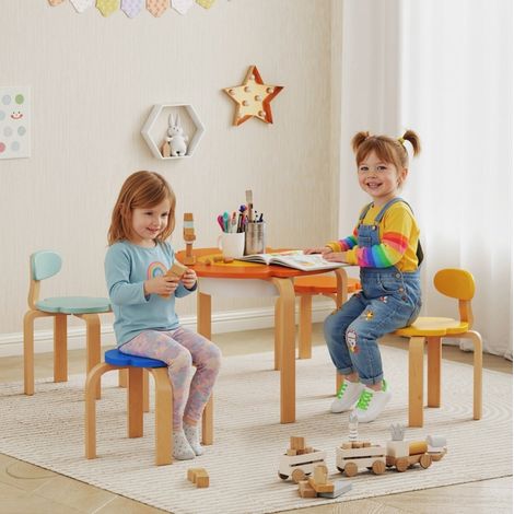 MEUBLIV Tavolo e sedie per bambini 69x69x45 cm multicolore con vano portaoggetti (1/5)