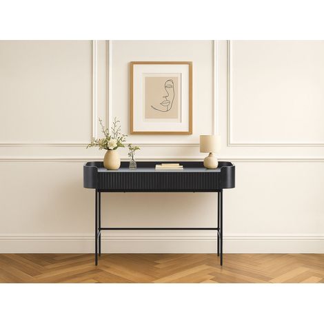 BOBOCHIC - Console 2 tiroirs 120 cm JAY effet tasseaux Noir (1/5)
