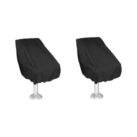 Black Boat Seat Cover, 24" x 22" x 25" Pack of 2, Waterproof Pontoon Boat Captain's Seat Cover, 420D Oxford Fabric Protective Cover for Coxswain Seat (1/5)