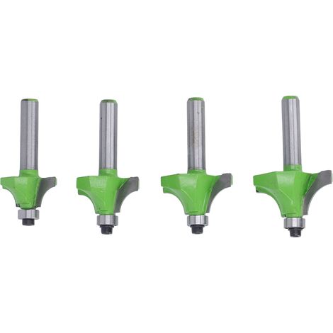 Lot de 4 fraises à arrondir, queue de 8 mm, rayons de 5/8 po, 3/4 po, 7/8 po et 1 po, haute dureté, pour arrondir les angles et former les bords. (1/5)