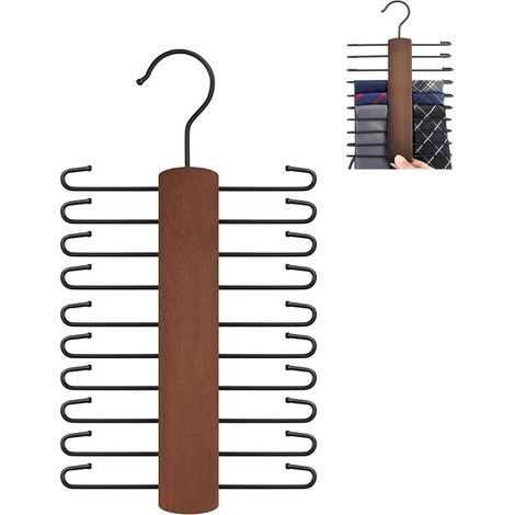 Appendi cravatte - Girevole - Cravatte da appendere - Porta cravatte - Appendi cinture / gancio - Grucce in legno per abiti - Porta cinture e cravatte - In legno (1/3)