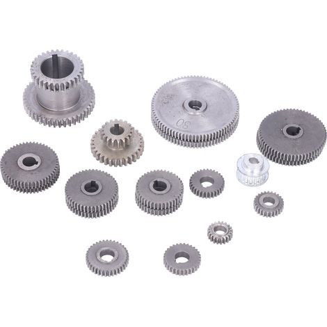 Satz mit 18 Metallzahnrädern für Metalldrehmaschinen, Ersatzteilset mit Riemenscheibe und Motorriemen, Grauguss HT250 (1/5)