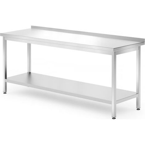 Table murale avec étagère - boulonnée, profondeur 700 mm - Ref 812761 - 70x180xH89 cm - Hendi