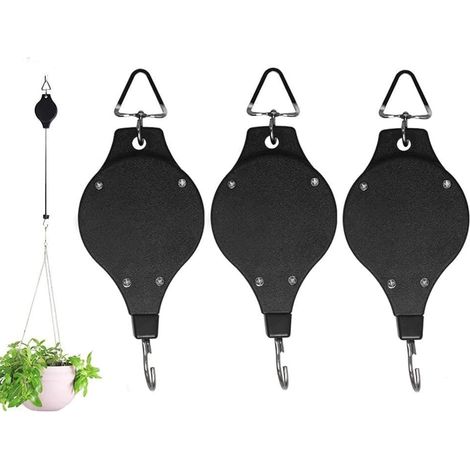 Lot de 3 crochets pour plantes, suspensions pour fleurs et nichoirs réglables, noir (1/5)