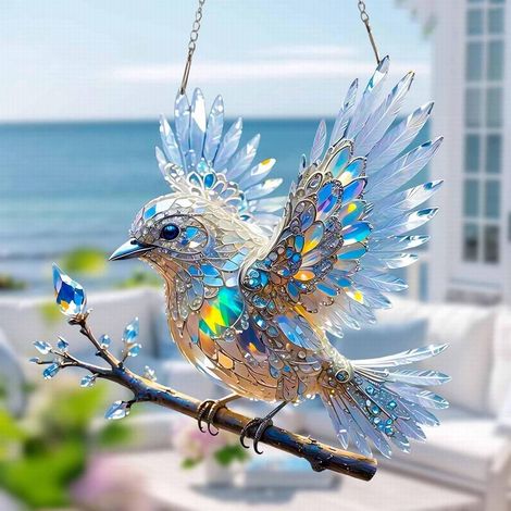 Ornement Oiseau - Acrylique Plat 2D - Pour Fenêtre ou Intérieur - Décoration Mémoriale - Lot de 1 (1/5)
