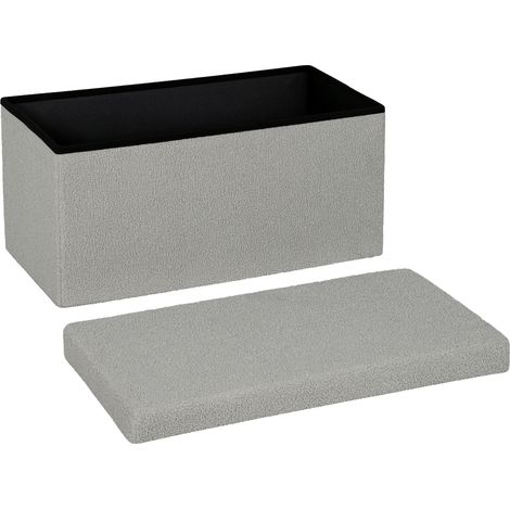 Pouf de rangement, banquette rembourrée avec espace de rangement et couvercle pour salon, chambre, couloir, gris clair