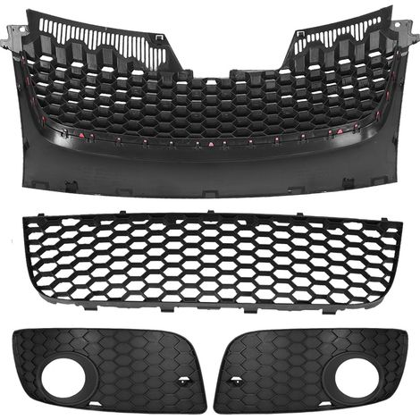 Calandre avant noire, grille de pare-chocs inférieure et grilles antibrouillard pour Volkswagen Golf GTI MK5 2006-2009 (1/5)