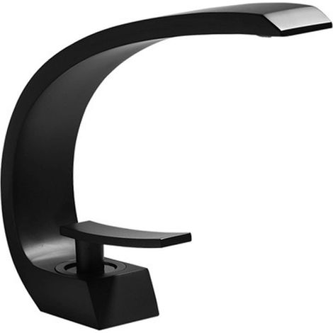 Waschtischarmatur, Einhebelmischer mit Kaltwasser-Wasserfallbrause, schwarz (1/5)