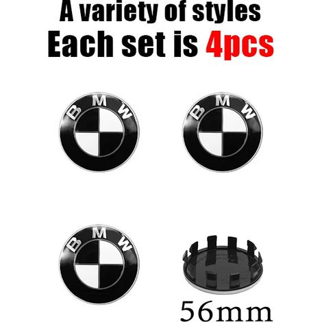 (56 mm YT Noir et Blanc) - Logo BMW noir et blanc pour voiture, emblème de capot avant, badge arrière, cache-moyeu, autocollant pour volant, accessoires 45 mm (1/5)