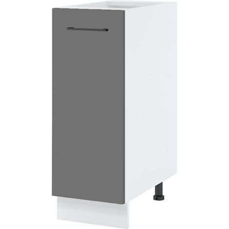 Meuble bas de cuisine Lovia Gris Mat 1 porte L 30 cm - Porte avec poignée apparente Grey