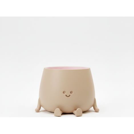 Pot de fleurs décoratif souriant, beige, pour plantes, design moderne (1/3)