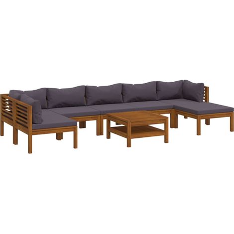 Salon de jardin 8 pcs Contemporain, Ensemble repas de jardin, avec coussin Bois d'acacia solide OIB4438E (1/5)