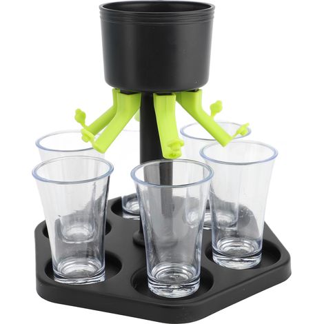 Distributore di bevande per feste, dispenser uniforme, 6 versatori con bicchieri di plastica per bar. (1/5)