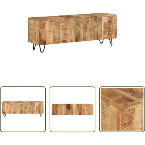 Bois de manguier -  Meuble TV 110x30x40 cm Bois massif de manguier (1/5)