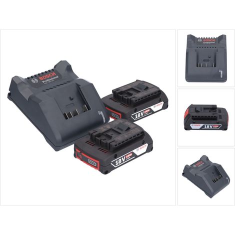 Caricabatterie Bosch GAL 18V-20 10,8 - 18 V 2 Ah ( 2607226281 ) + 2x GBA 18 V 2,0 Ah ( 2x 1600Z00036 )