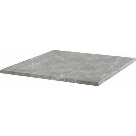 Plateau de table carré stratifié 60 x 60 cm marbre gris